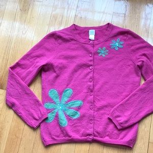 Garnet Hill lambs wool sweater with floral accents